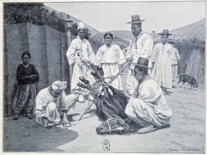 A ló elhozásának módja Koreában - gravírozás alkotó: Unknown artist