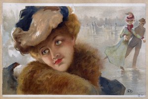 Nők a jégpályán - chromo alkotó: Unknown Artist