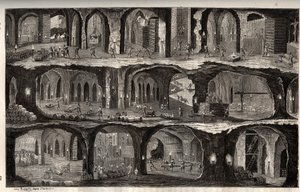 Munka a wieliczkai sóbányában - lengyelországi bányászváros - A gallicei wieliskai sóbányák földalatti munkáinak képe - Louis Figuier 