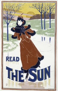Fiatal nő korcsolyázik - hirdetés a „The Sun” újságban alkotó: Unknown artist