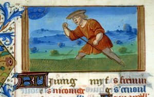 Zodiákus rák és fűnyírás - Középkori miniatűr (ref. 137, 048v): Engedélykérés a Toulouse-i Városi Könyvtártól (tel: 05 62 27 66 66) alkotó: Unknown artist