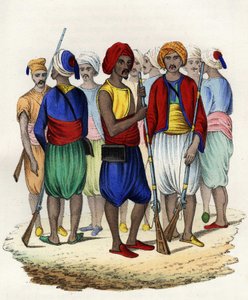 Zouaves, az afrikai francia hadsereg bennszülött tirailleur-jai, 1830-ban képezték ki. In „” Storia d