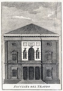 század közepén a velencei Fenice Színház homlokzata. alkotó: Unknown artist