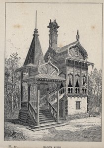Orosz ház – Orosz ház – 1889-es metszet az „Emberi lakhatás története az 1889-es egyetemes kiállításon, Charles GARNIER úr – Librairie centrale des beaux-arts Paris 1889 című könyvében alkotó: Unknown artist