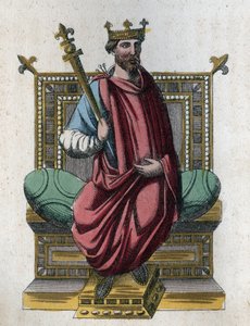 I. Ottó portréja, más néven Nagy Ottó (912-973) Szent Római Császár (I. Ottó a Szent Birodalomból Nagy Ottó) (I. Ottó Szászországból, Nagy Ottónak hívják) - metszet a „Minden használatáról és szokásairól” én az Univerzum népei. Ez a g története alkotó: Unknown artist