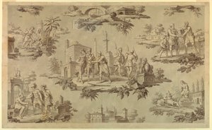 Rajz, karikatúra pamutnyomtatáshoz: Bélisaire élete [La Vie de Bélisaire], 1820 körül. alkotó: Unknown artistUnknown artist