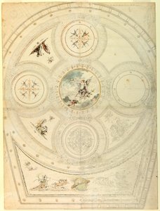 Rajz, mennyezeti díszítés, Teatro Valle, Róma, 1821 alkotó: Unknown artistUnknown artist