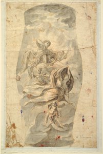 Rajz, mennyezeti rajz Apollóval, 1780 körül. alkotó: Unknown artistUnknown artist