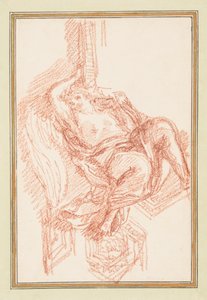 Rajz, mennyezeti részlet szárnyas férfialakkal, 1759-70 körül. alkotó: Unknown artistUnknown artist
