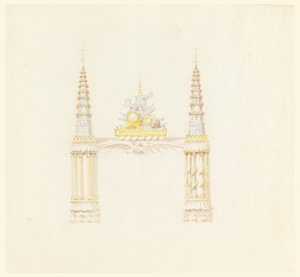Rajz, Kéménydarab, a zeneszoba nyugati fala, 1820 körül. alkotó: Unknown artistUnknown artist