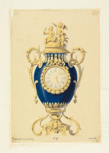 Rajz, Porcelánba állított óra, 1855 körül. alkotó: Unknown artistUnknown artist