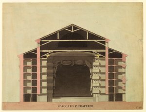 Rajz, Versenyterv a velencei La Fenice számára: Keresztmetszet, 1788 alkotó: Unknown artistUnknown artist