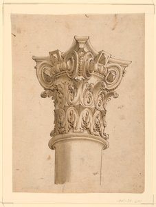 Rajz, kompozit tőke saroknézete, 1625-1650 alkotó: Unknown artistUnknown artist