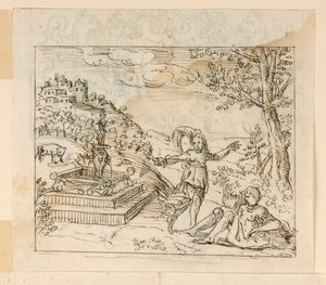 Rajz, Thisbe halála, 1600-1625 alkotó: Unknown artistUnknown artist