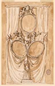 Rajz, VI. Pius pápa és a királyi pár portréjának díszítése, 1790 körül. alkotó: Unknown artistUnknown artist