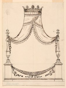 Rajz, ágy tervrajza, 1800 körül. alkotó: Unknown artistUnknown artist