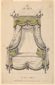 Rajz, Római stílusú ágy tervezete, 1780 alkotó: Unknown artistUnknown artist