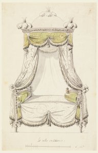 Rajz, Római stílusú ágy tervezete, 1780 alkotó: Unknown artistUnknown artist