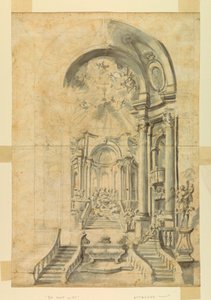Rajz, Templomi ünnepi díszlet terve, 1700 körül. alkotó: Unknown artistUnknown artist