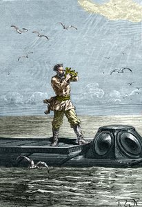 20.000 liga a tenger alatt. Nemo kapitány a „Nautilus” tengeralattjárón. Illusztráció Jules Verne „Húszezer liga a tengerek alatt” című regényéből (Húszezer - 20 000 - 20 000)