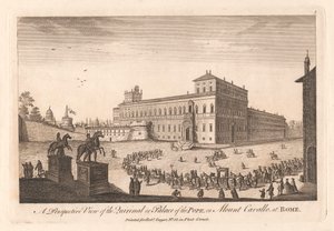 Perspektivikus kilátás a Quirinalra vagy a pápapalotára, a római Cavalle-hegyen alkotó: Unknown artist