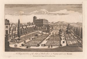 Perspektivikus kilátás a Belvedere székhelyére a Vatikánban, Róma közelében alkotó: Unknown artist