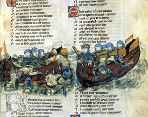 Tengeri csata. 13. századi miniatűr alkotó: Unknown artist