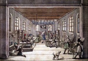 Nyomda a 18. század elején. alkotó: Unknown artist