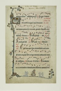 Ábrahám Izrael gyermekeit a keblére vonja, és Krisztus térdelő szerzetesekkel, egy antifonáriumból. alkotó: Unknown artist