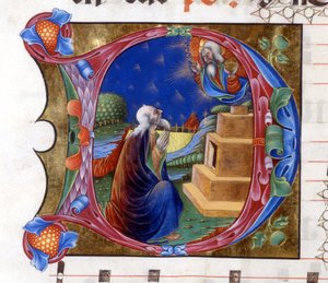 Ábrahámot az Úr meghívja, hogy hagyja el földjét. Miniatűr egy 15. századi kórusból (Szent Ágoston „civitatis”). alkotó: Unknown artist