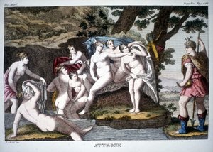 Acteon szarvassá változott - a Mitológiai szótárban alkotó: Unknown artist