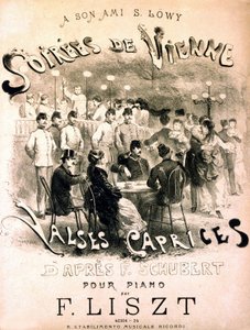 Bécsi esték plakátja. Valszek szeszélyei F. Schubert után. alkotó: Unknown artist
