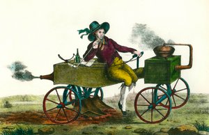 Mezőgazdaság: szántási jelenet gőzgéppel 1834-ben. Névtelen metszet 1834-ből. Magángyűjtemény alkotó: Unknown artist