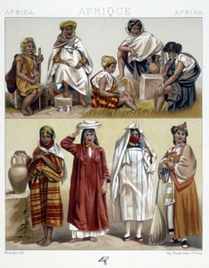 Algéria és Tunézia, népszerű jelmezek – Racinet „” Le costume historique” című könyvében alkotó: Unknown artist