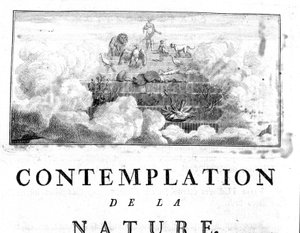 Az ásványok emberi evolúciójának allegorikus ábrázolása, növény- és állatfajokon áthaladva Charles Bonnet, Contemplation of Nature, Neuchatel alkotó: Unknown artist