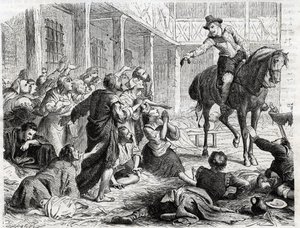 Alphonse (Alfonso Gieronimo) Ornanotól 1548-1610 az 1604-es bordeaux-i pestisjárvány idején - 1860-as metszet alkotó: Unknown artist