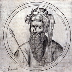 VIII. Amedeus (1383-1451), Savoyai gróf akkori herceg, utolsó ellenpápa V. Félix néven. Metszet a Savoyei Királyi Ház genealógiai történetébe, Samuel Guichenou, Lyon 1660. alkotó: Unknown artist