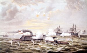 Amerikai polgárháború (1861-1865): Hampton Roads-i haditengerészeti csata (Virginia) március 8-09. alkotó: Unknown artist
