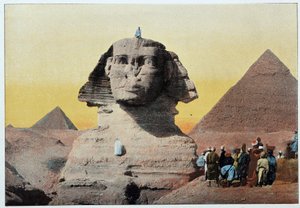 Az ókori Egyiptom: a gízai szfinx és piramisok (Gizeh, Giza, Giza, Giza). 19. század vége. alkotó: Unknown artist