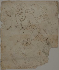 Annunciate Angel (recto); vázlatok az ülő alakról, valamint az Annunciate Angel felső részéről és jobb kezéről (verso) alkotó: Unknown artist