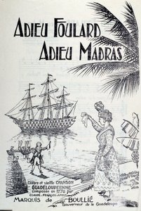 Antillák dal címe „” búcsúsál, búcsú madras””. 18. századi metszet. Chartres, Szépművészeti Múzeum alkotó: Unknown artist