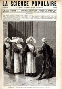 Antoine Augustin Parmentier (1737-1813), a burgonyatermesztés franciaországi terjesztéséről ismert gyógyszerész, aki apácákhoz beszél. in „” La science populaire”” 1881.01.20. alkotó: Unknown artist