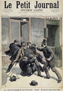 Az anarchista, Francois Koenigstein dit Ravachol (anyja nevéről) letartóztatása (1859-1892). Az egyik „Le petit Journal” 1892.04.16. Gyűjteményprivee alkotó: Unknown artist