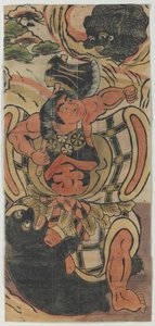 Kintaro harcoló medvéket ábrázoló banner alkotó: Unknown artist