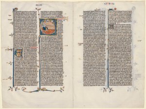 Bifolium egy Bibliából: Kezdeti E[t factum est] Ezékiellel alkotó: Unknown artist