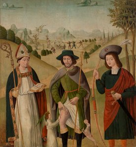 Szent püspök, Saint Roch és Szent Sebestyén alkotó: Unknown artist