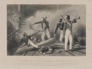 „A kasmírkapu felrobbantása Delhiben”, Indian Mutiny alkotó: Unknown artist