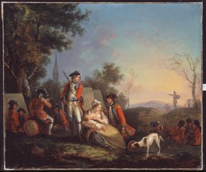 Egy királyi ezred brit gyalogosai egy táborban alkotó: Unknown artist