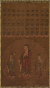 Buddha Amitābha két bódhiszattvával alkotó: Unknown artist