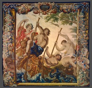 Caesar hajóval indul, hogy csatlakozzon a seregéhez, a Caesar és Kleopátra történetéből alkotó: Unknown artist